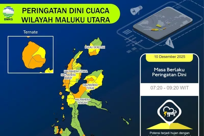 BMKG imbau waspadai cuaca ekstrem di Maluku Utara hingga 13 Desember BMKG imbau waspadai cuaca ekstrem di Maluku Utara hingga 13 Desember