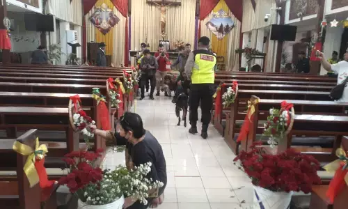 Polres Kudus sterilisasi gereja pastikan tidak ada benda mencurigakan sebelum Misa Paskah