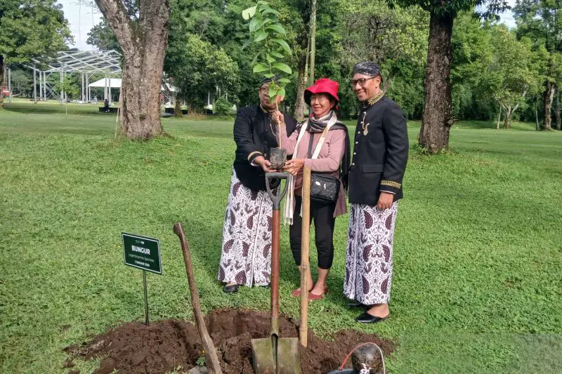 Pengunjung pertama Borobudur tahun 2026 dapat suvenir dan tanam pohon