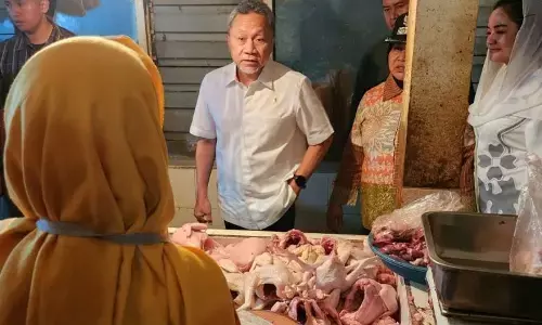 Menko Zulkifli Hasan cek harga pangan di Pasar Bandarjo Semarang Menko Zulkifli Hasan cek harga pangan di Pasar Bandarjo Semarang