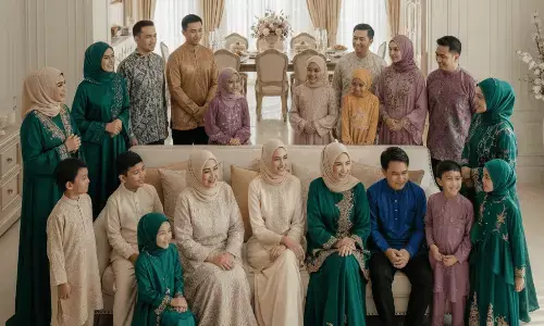 Inspirasi baju couple keluarga untuk Lebaran