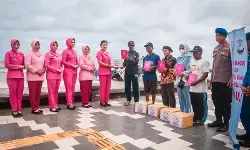 Bhayangkari Tegal Kota salurkan bantuan untuk nelayan KM Rizki Barokah korban kecelakaan laut