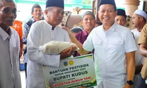 Pasca banjir, petani Desa Karangrowo Kudus dapat bantuan beras dan pestisida