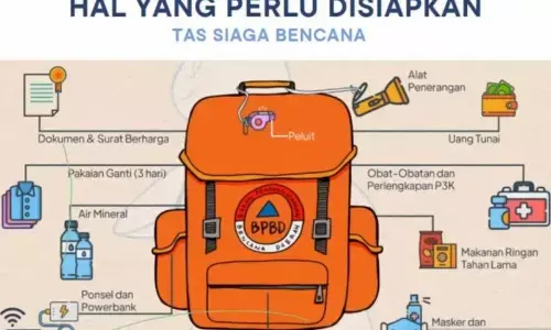 Warga di lokasi rawan bencana perlu punya tas siaga untuk 3 hari