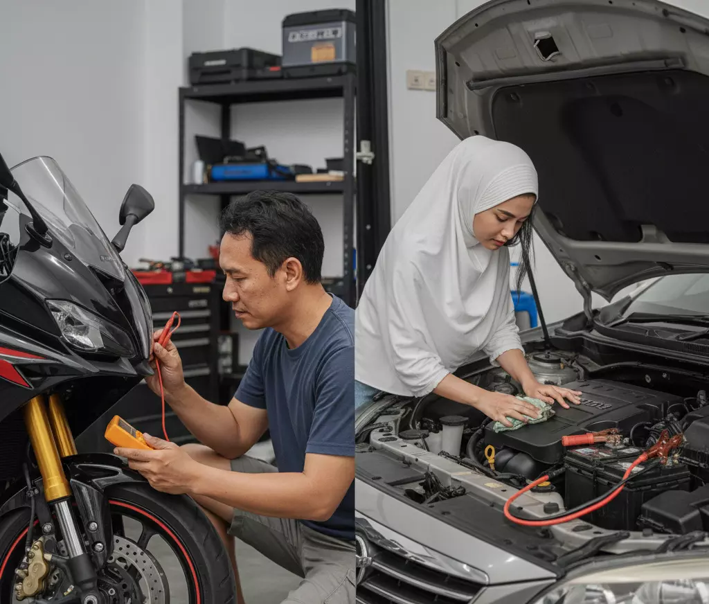 Cek aki kendaraan sebelum mudik Cek aki kendaraan sebelum mudik