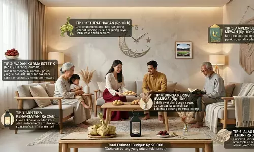 Dekorasi lebaran low budget: Ruang tamu estetik  dengan Rp100 ribu