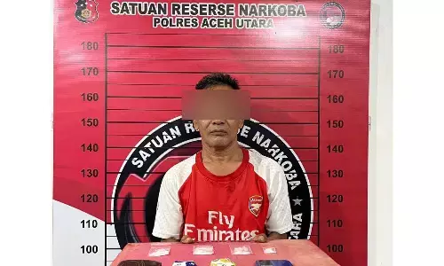Satres Narkoba Polres Aceh Utara tangkap pria paruh baya, 4 paket sabu diamankan