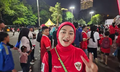 Suporter optimistis Indonesia menang besar lawan St Kitts and Nevis
