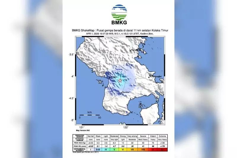 BMKG: Aktivitas sesar aktif kembali picu gempa di Koltim Rabu sore BMKG: Aktivitas sesar aktif kembali picu gempa di Koltim Rabu sore